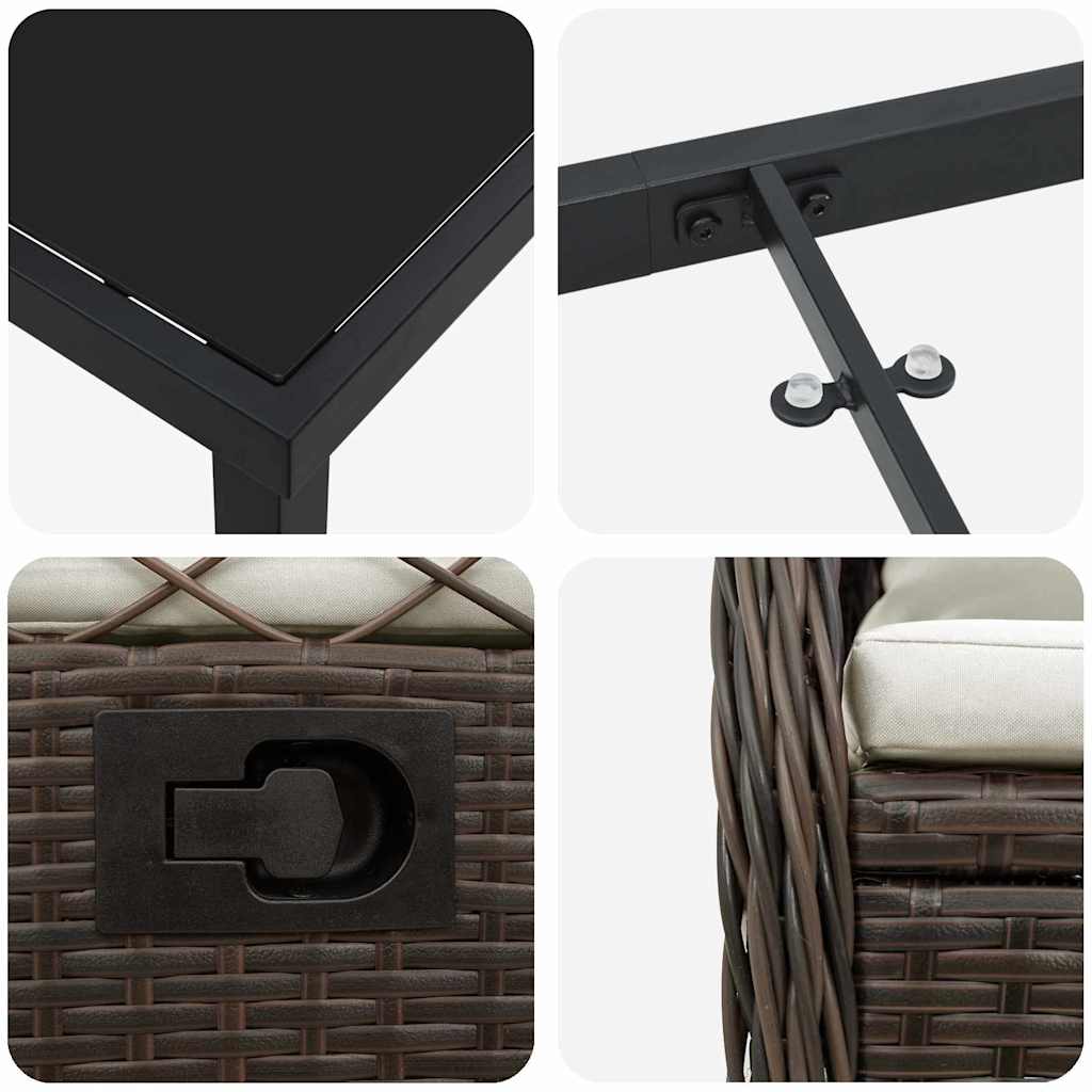 vidaXL Σέτ φαγητού για κήπο 5 pcs Καφέ συνθετικό ρατάν