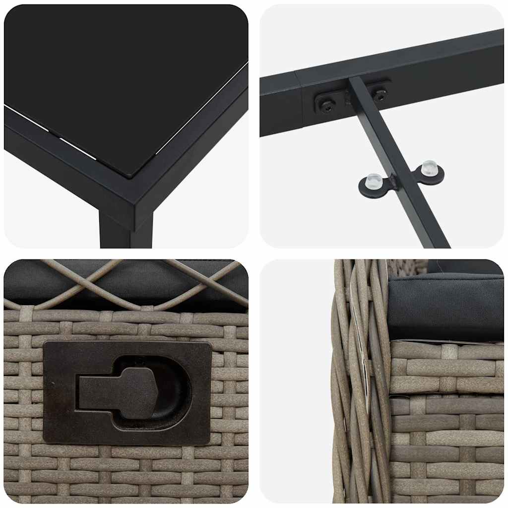 vidaXL Σετ Ρουχισμού Κήπου 7 Τεμ Γκρι Πολυ-Ράφτη