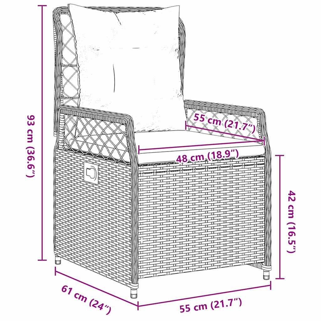 vidaXL Σετ Ρουχισμού Κήπου 7 Τεμ Γκρι Πολυ-Ράφτη