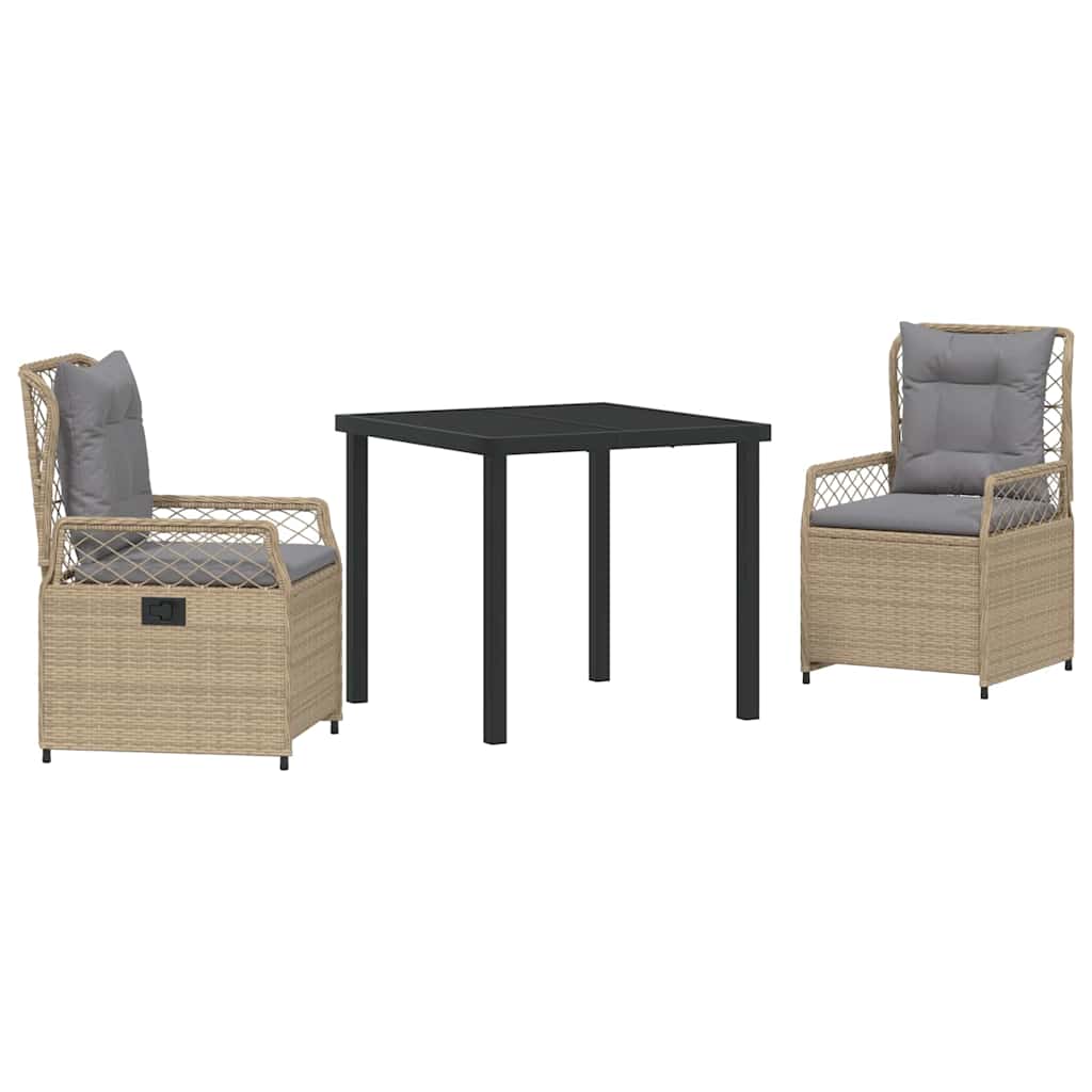 vidaXL 3 Τεμάχια Σετ Επίπλων Κήπου Μπεζ Πολυ Ράττον