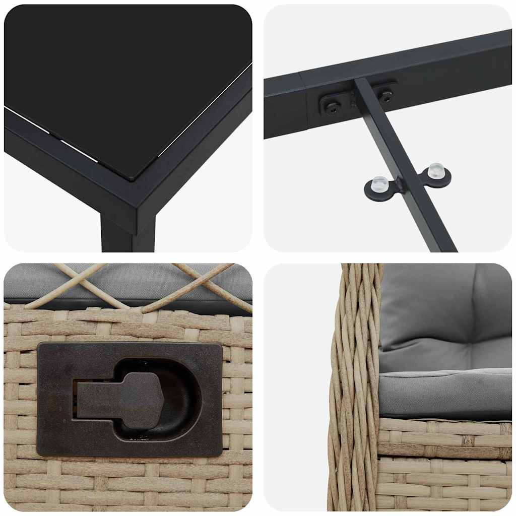 vidaXL Σέτ φαγητού για κήπο 5 pcs Μπεζ συνθετικό ρατάν