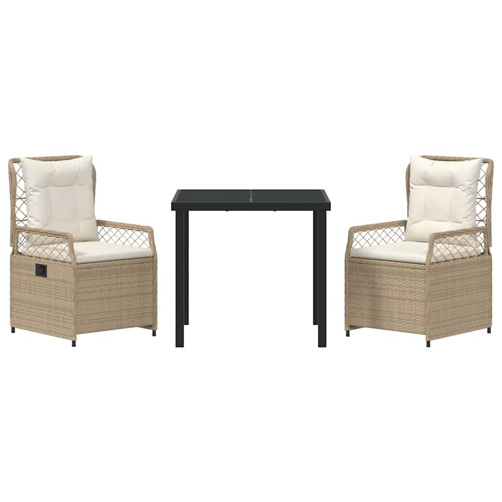 vidaXL Σέτ φαγητού για κήπο 3 pcs Μπεζ συνθετικό ρατάν