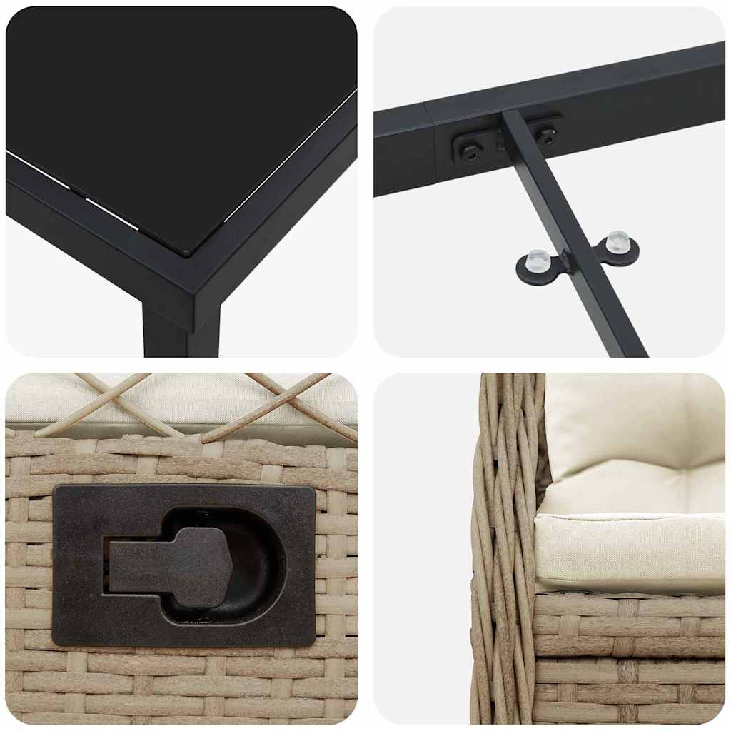 vidaXL Σέτ φαγητού για κήπο 7 pcs Μπεζ συνθετικό ρατάν