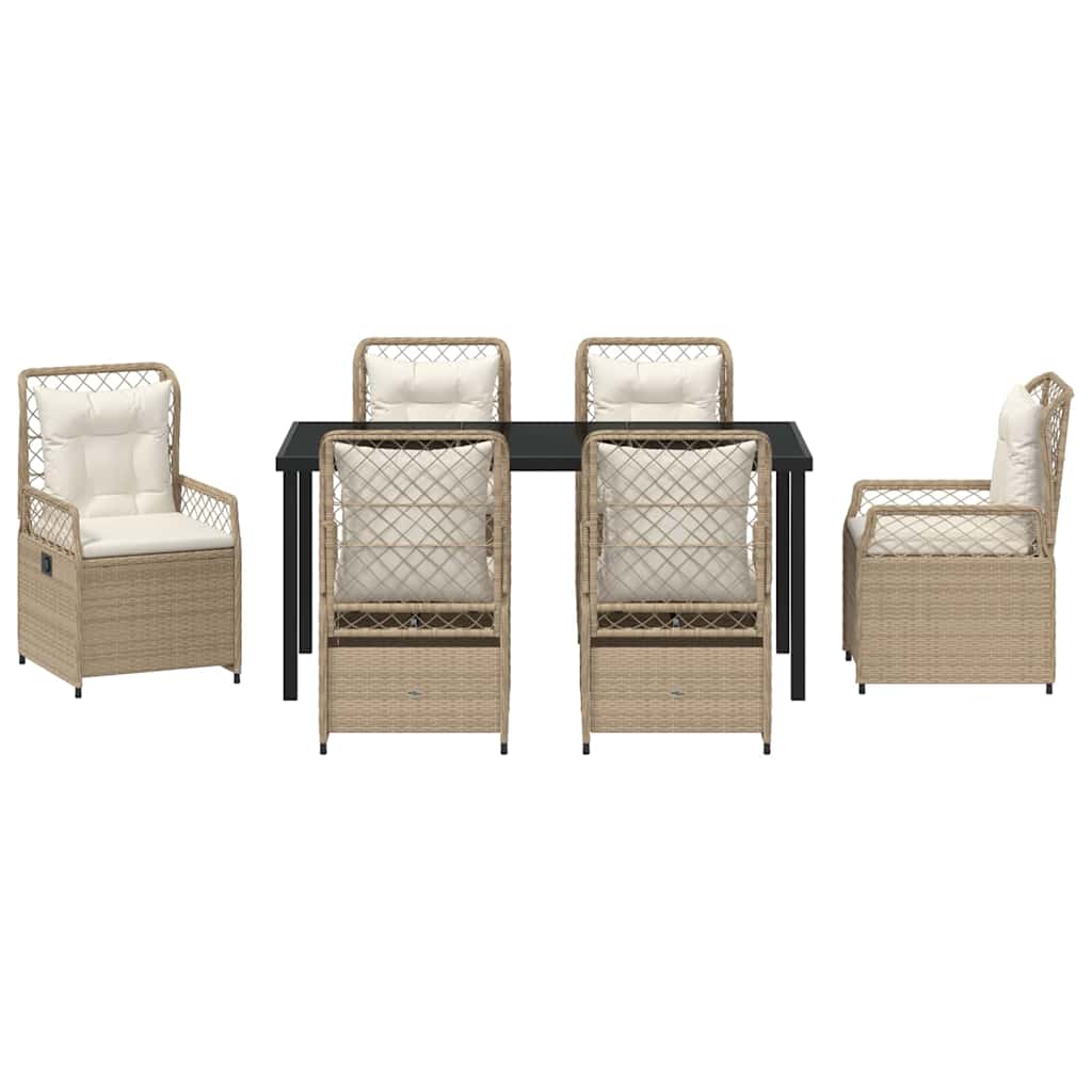 vidaXL Σέτ φαγητού για κήπο 7 pcs Μπεζ συνθετικό ρατάν