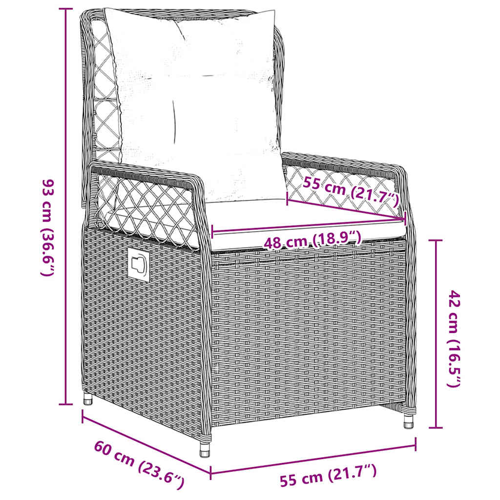 vidaXL Σέτ φαγητού για κήπο 3 pcs Ανοιχτό γκρι συνθετικό ρατάν
