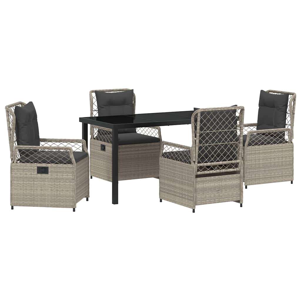 vidaXL Σέτ φαγητού για κήπο 5 pcs Ανοιχτό γκρι συνθετικό ρατάν