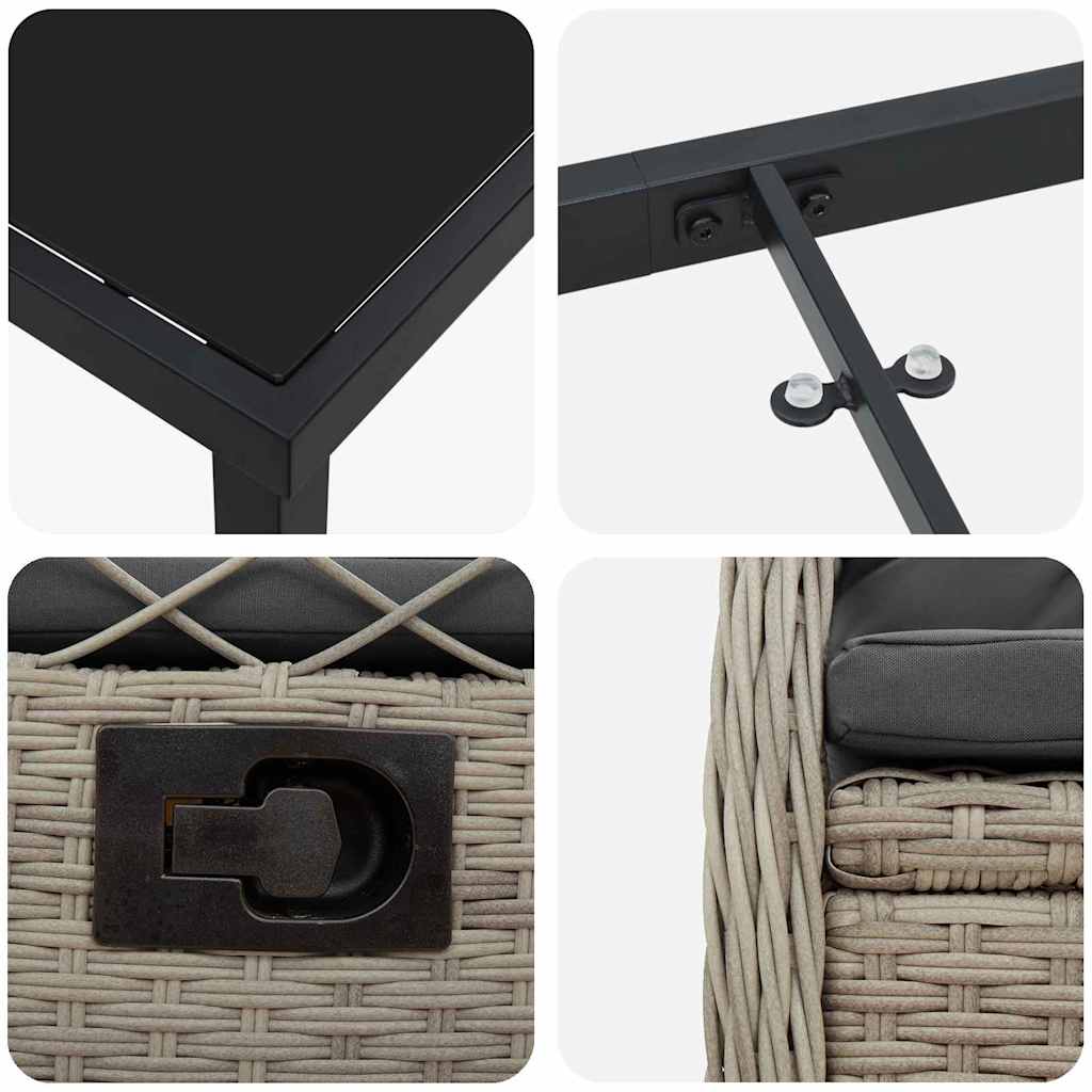 vidaXL Σέτ φαγητού για κήπο 5 pcs Ανοιχτό γκρι συνθετικό ρατάν