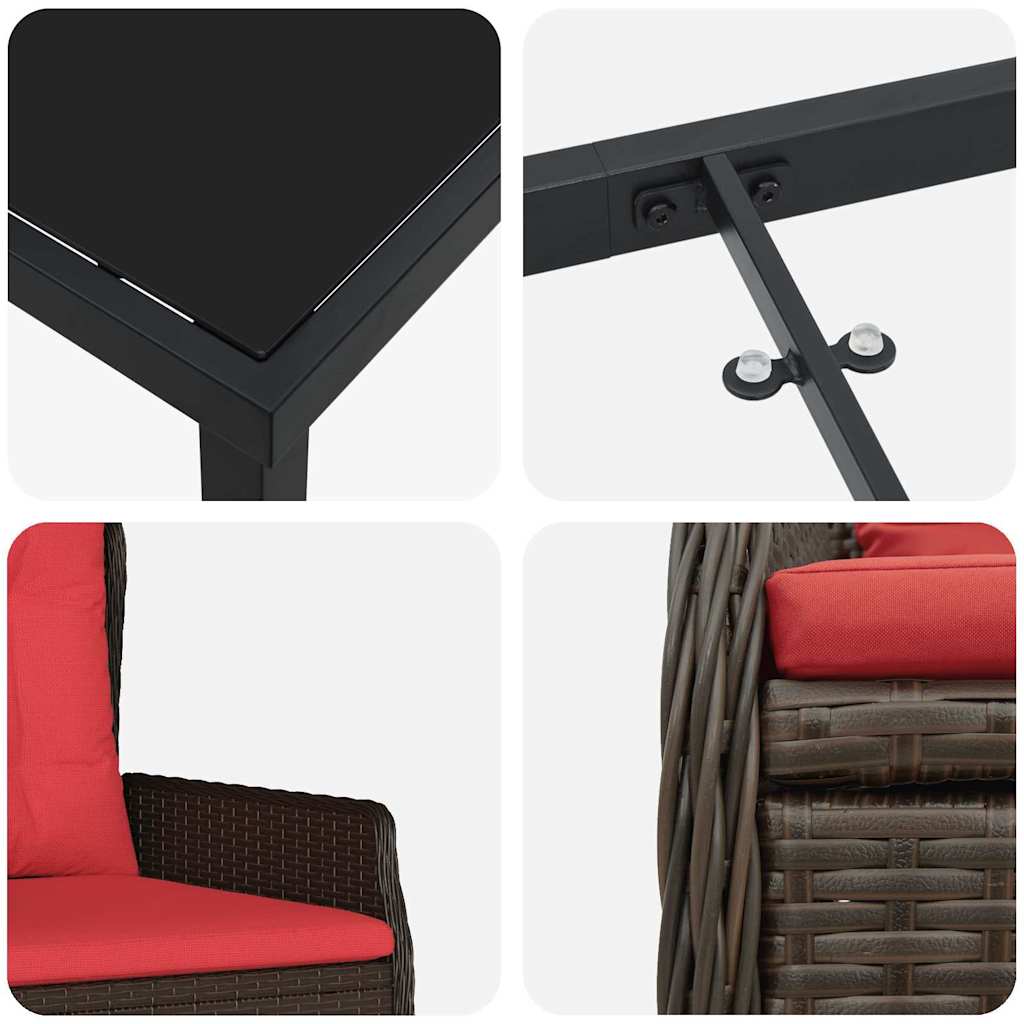 vidaXL Σέτ φαγητού για κήπο 5 pcs Καφέ Πολυ ράταν