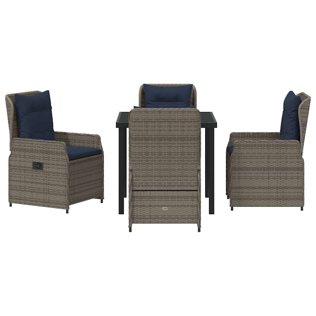 vidaXL Σέτ φαγητού για κήπο 5 pcs Γκρι Πολυ ράταν