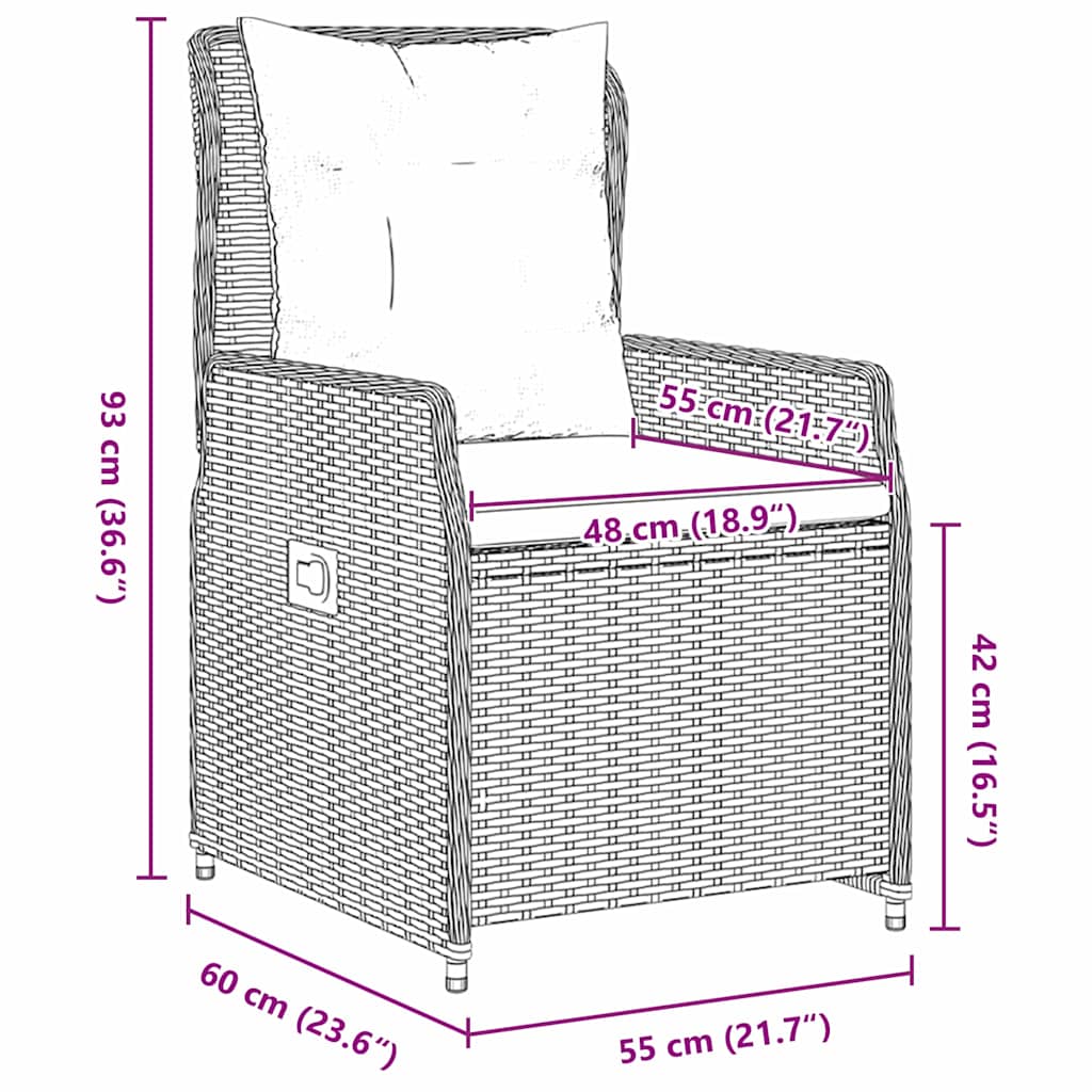 vidaXL Σέτ φαγητού για κήπο 5 pcs Γκρι Πολυ ράταν