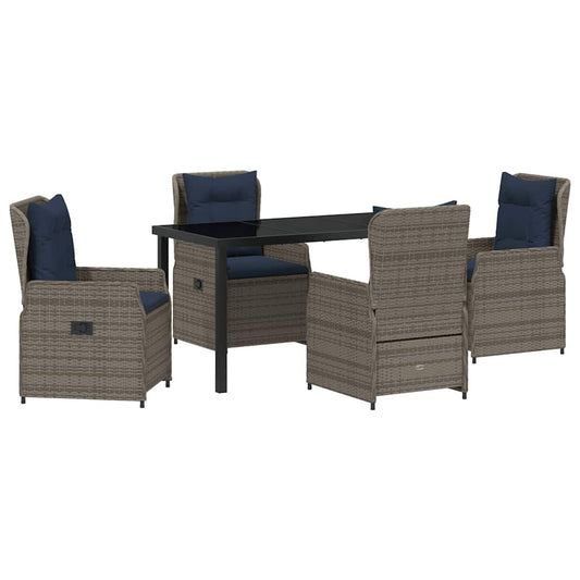 vidaXL Σέτ φαγητού για κήπο 5 pcs Γκρι Πολυ ράταν