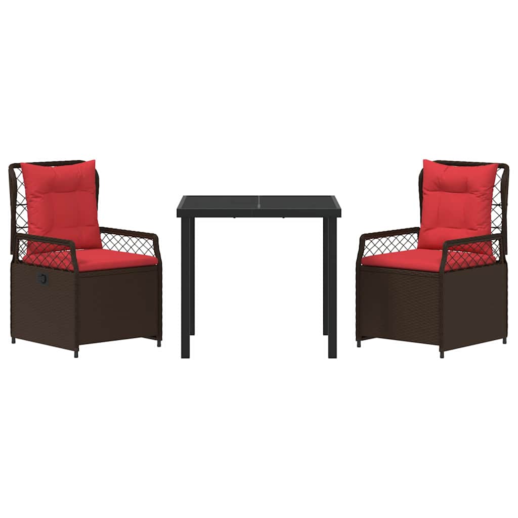 vidaXL Σέτ φαγητού για κήπο 3 pcs Καφέ συνθετικό ρατάν