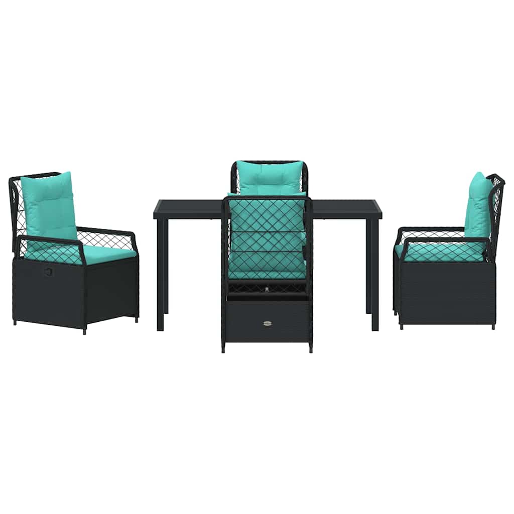 vidaXL Σέτ φαγητού για κήπο 5 pcs Μαύρο συνθετικό ρατάν