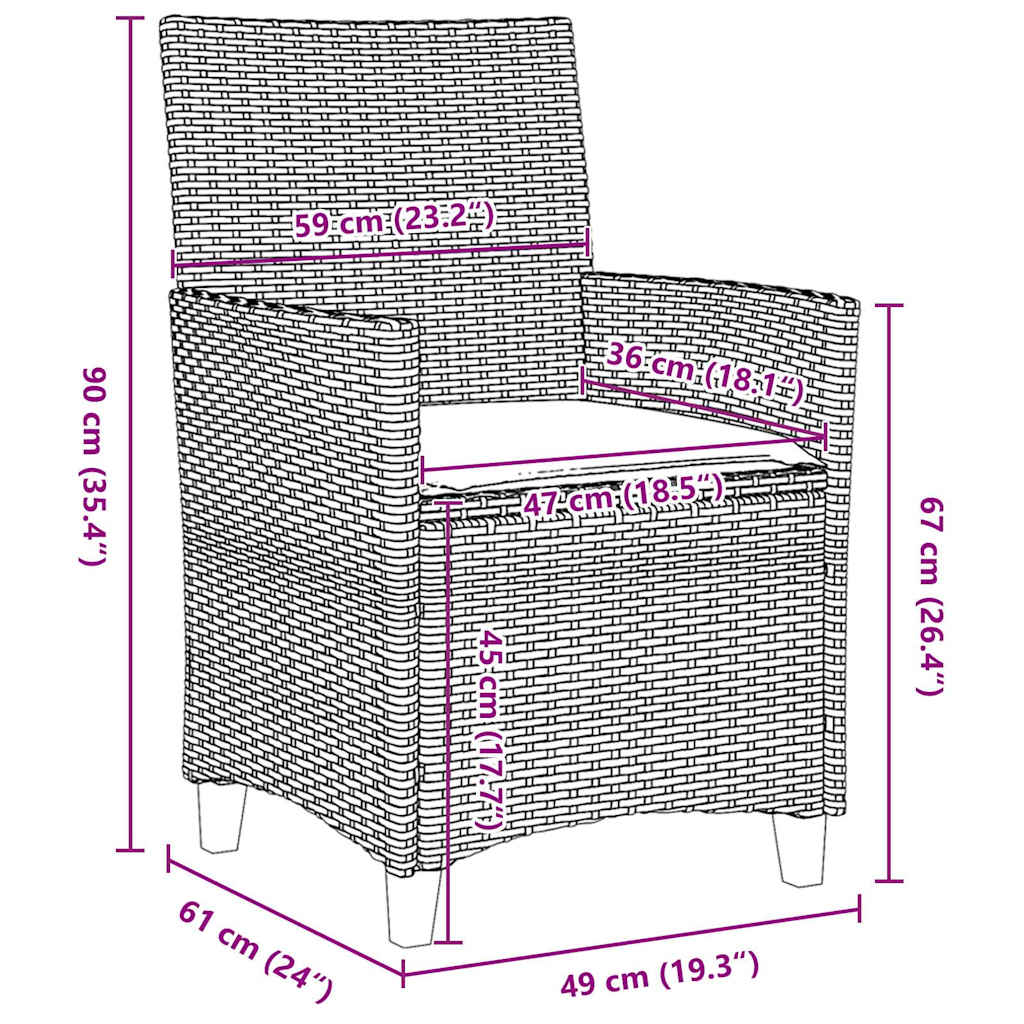 vidaXL Σέτ φαγητού για κήπο 7 pcs Μαύρο συνθετικό ρατάν