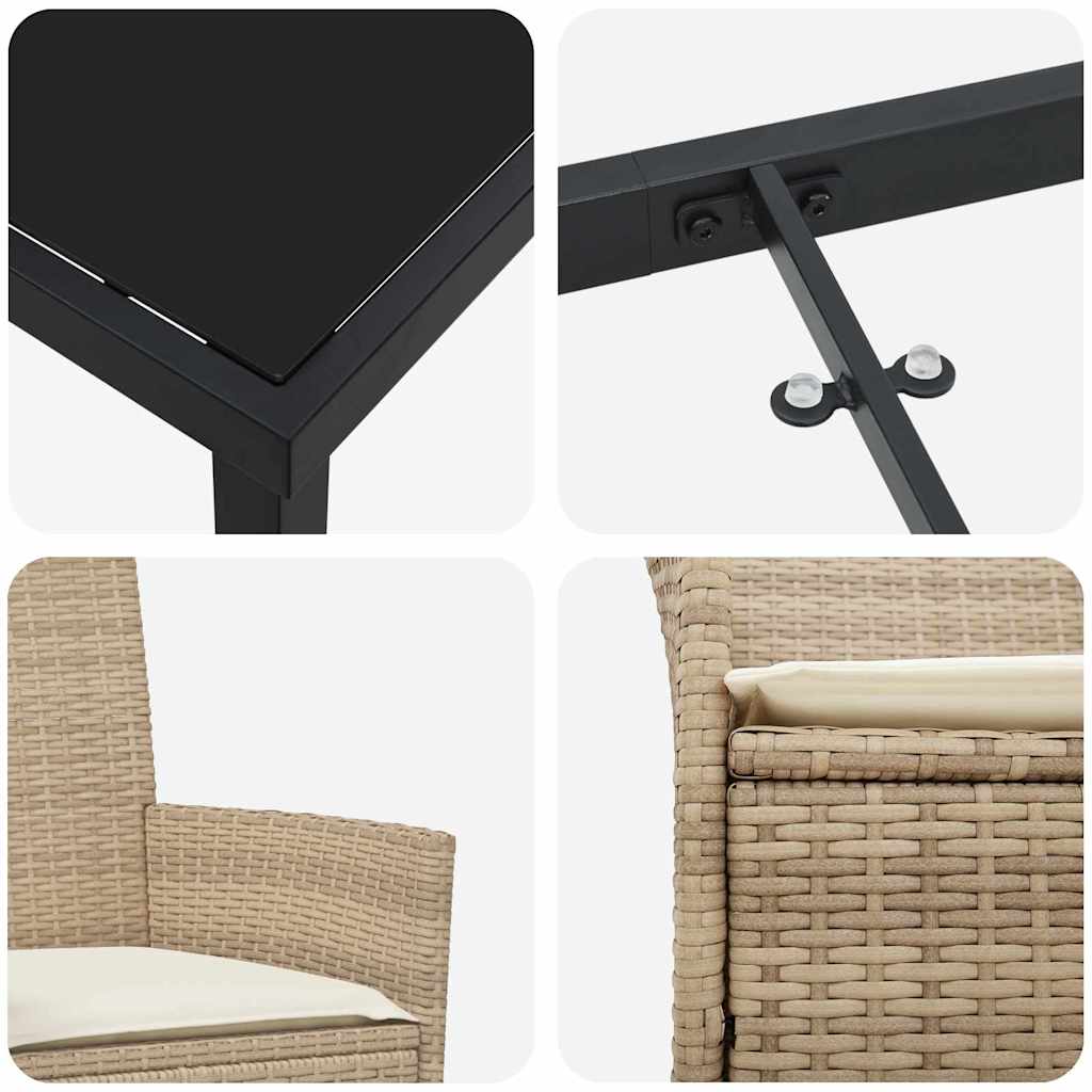 vidaXL Σετ Κήπου 5 κομματιών με Μπεζ Μαξιλάρια από Πολυ Ράτανα.