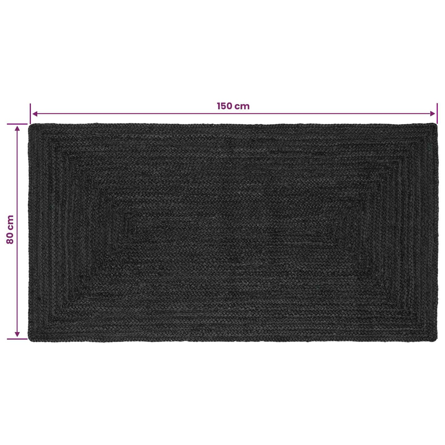 vidaXL Χαλιά χώρου Ορθογώνιος Σκούρο Γκρι 80 x 150 cm Γιούτα