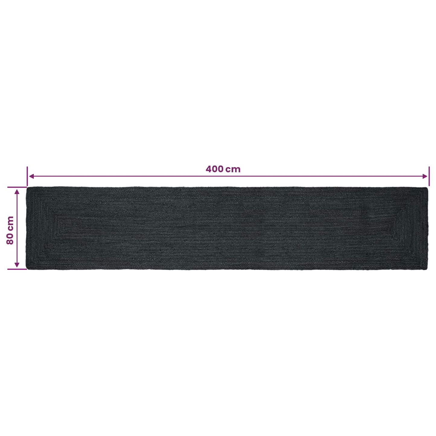 vidaXL Χαλιά χώρου Ορθογώνιος Σκούρο Γκρι 80 x 400 εκ. Γιούτα
