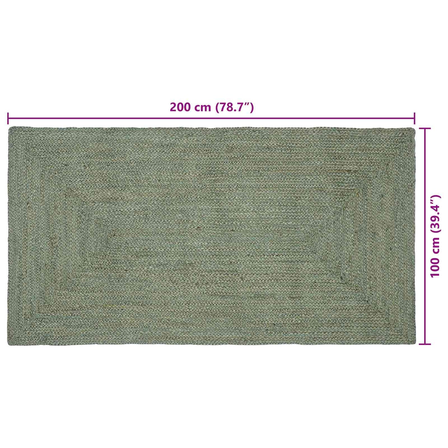 vidaXL Χαλιά χώρου Ορθογώνιος Λαδί 100 x 200 cm Γιούτα
