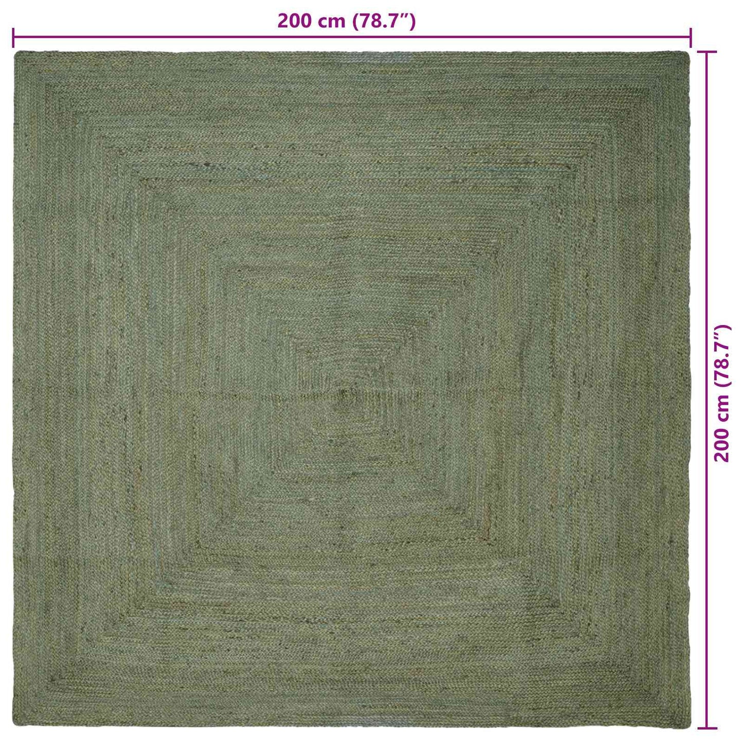 vidaXL Χαλιά χώρου τετράγωνο Λαδί 200 x 200 cm Γιούτα