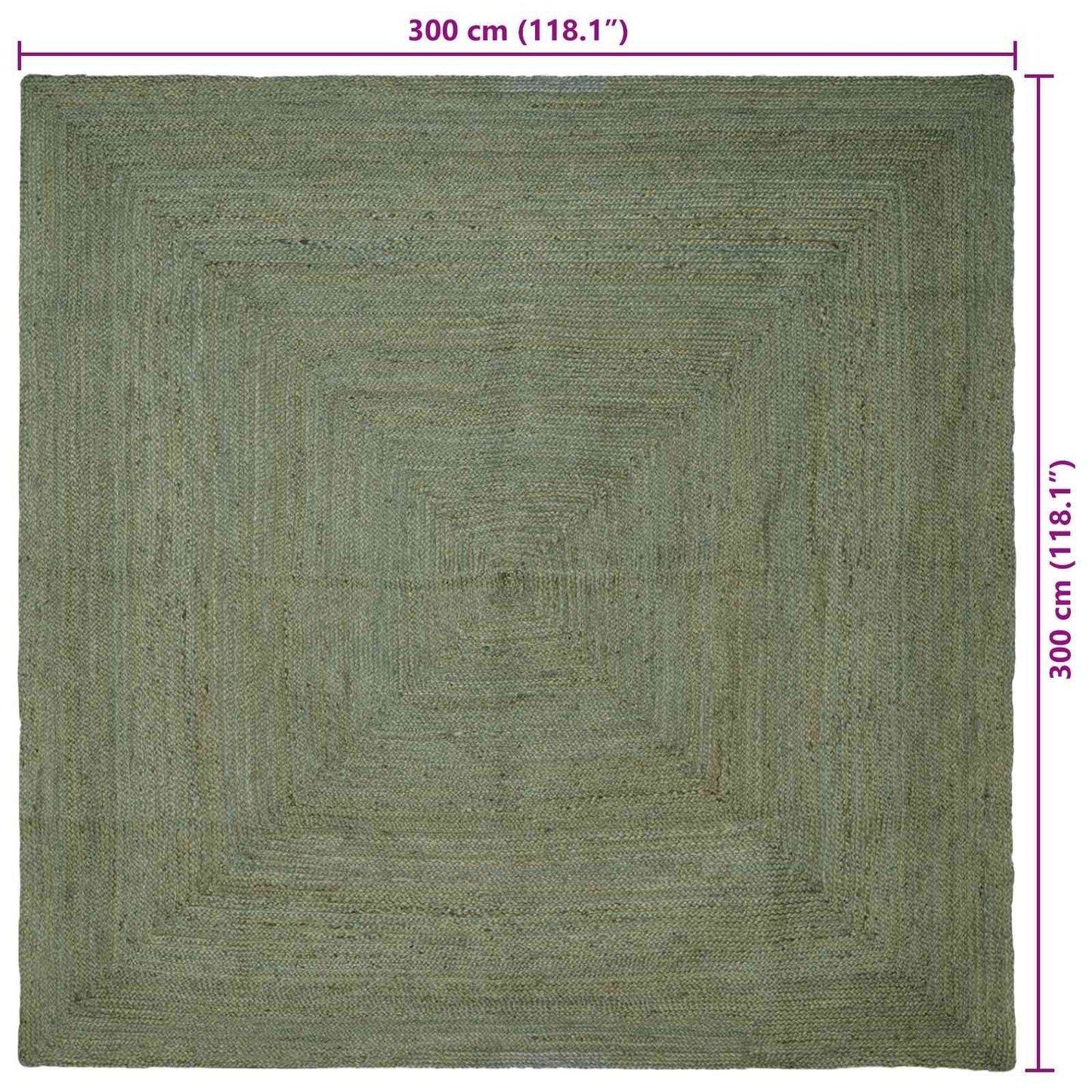 vidaXL Χαλιά χώρου τετράγωνο Λαδί 300 x 300 cm Γιούτα