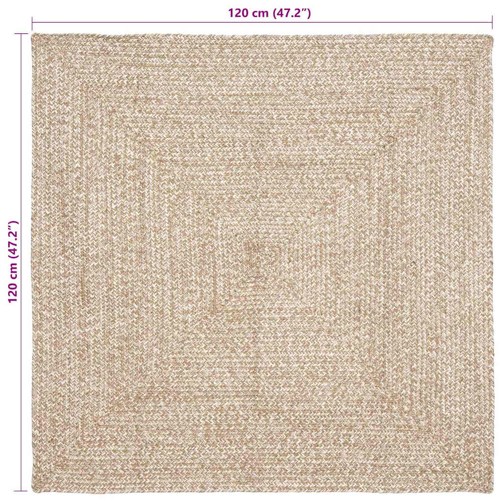 vidaXL Χαλί Φυσικό και λευκό 120 x 120 cm Γιούτα