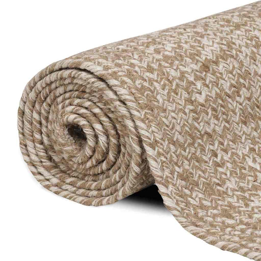 vidaXL Χαλιά χώρου Φυσικό και Λευκό 120 x 170 cm Γιούτα
