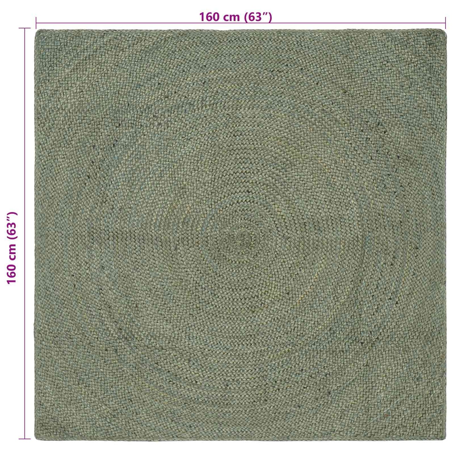 vidaXL Χαλιά χώρου Λαδί 160 x 160 cm Γιούτα