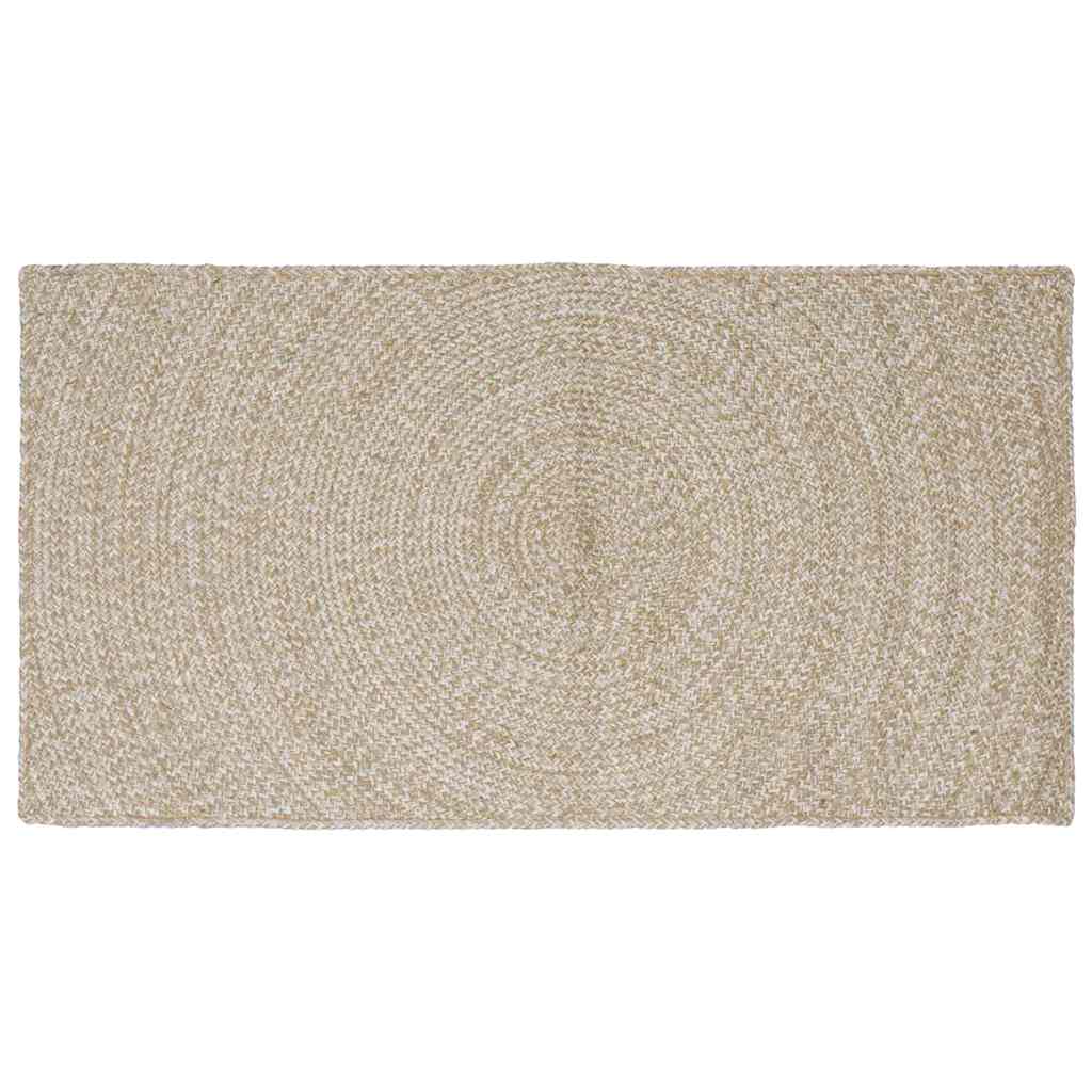 vidaXL Χαλί Φυσικό και Λευκό 80 x 150 cm Γιούτα