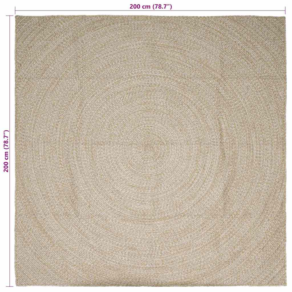 vidaXL Χαλί Φυσικό και Λευκό 200 x 200 cm Γιούτα