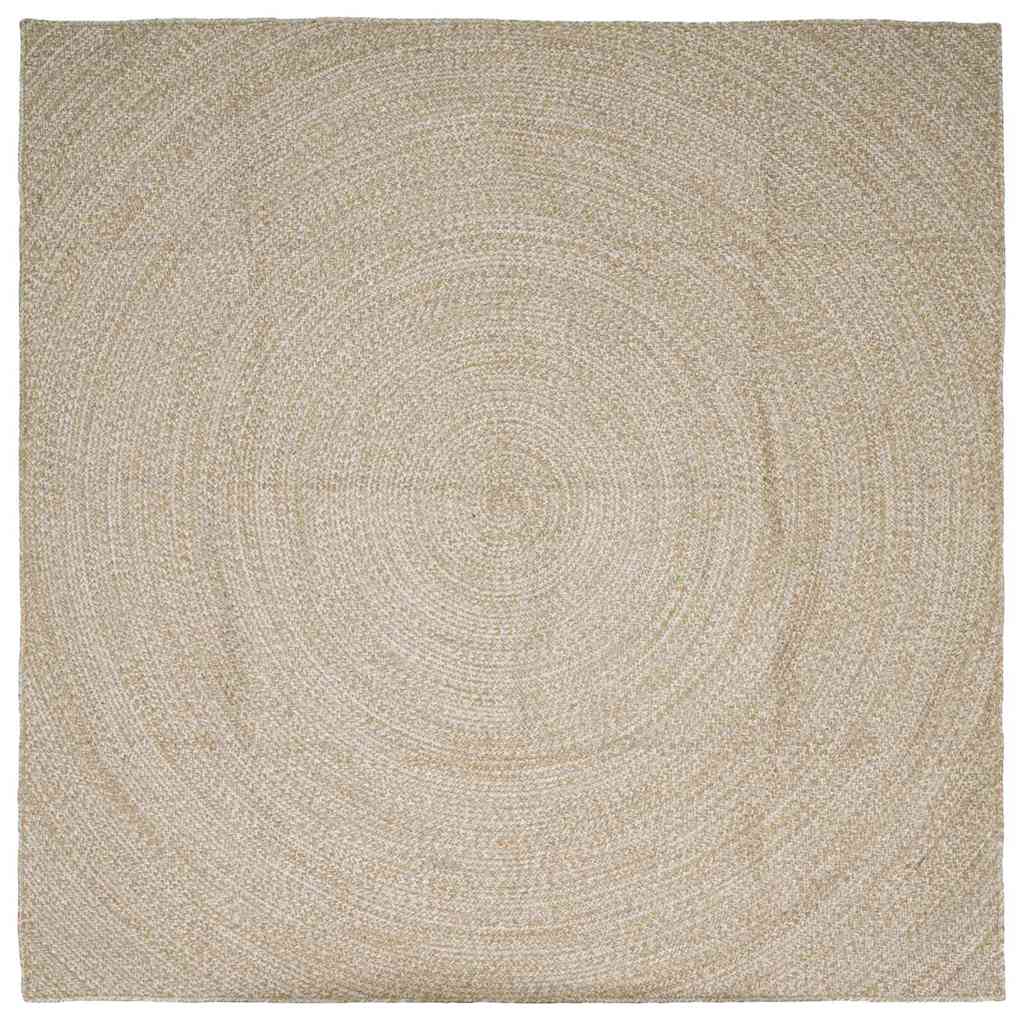 vidaXL Χαλί Φυσικό και Λευκό 240 x 240 cm Γιούτα