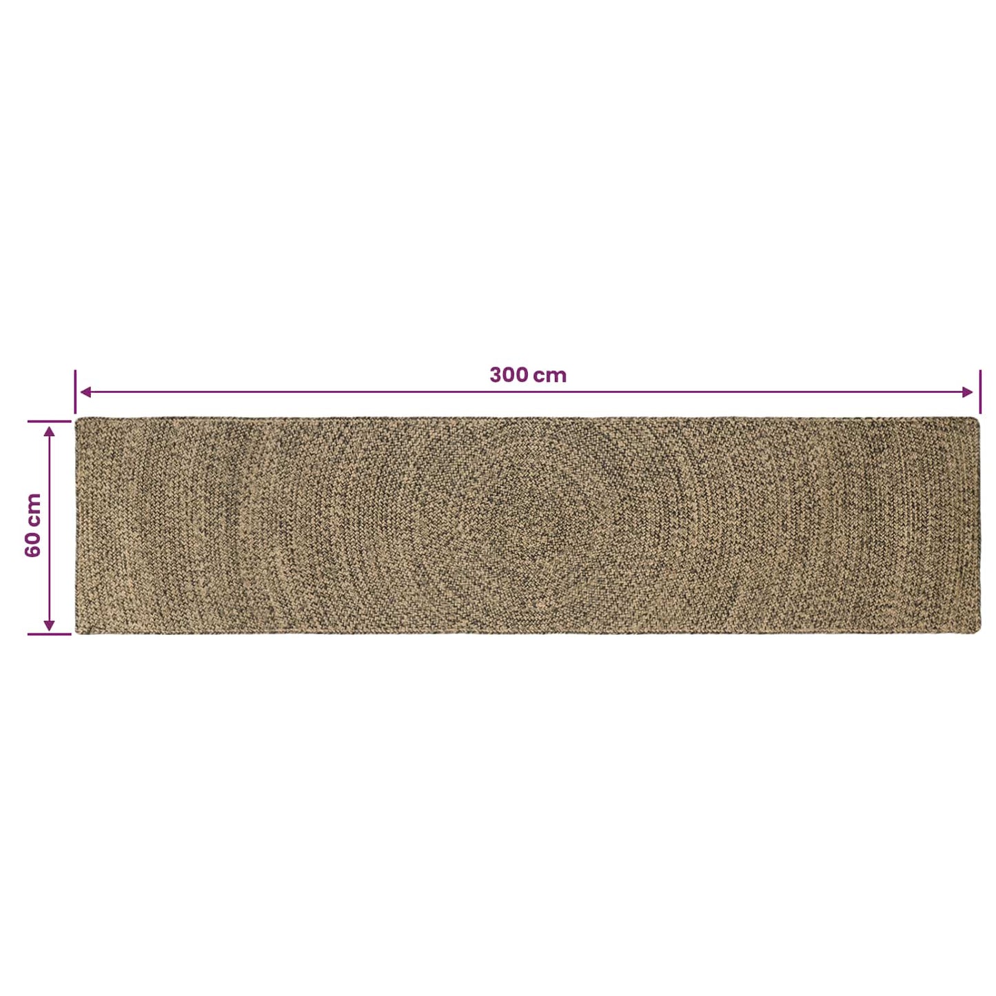 vidaXL Χαλιά χώρου Φυσικό και Μαύρο 60 x 300 cm Γιούτα