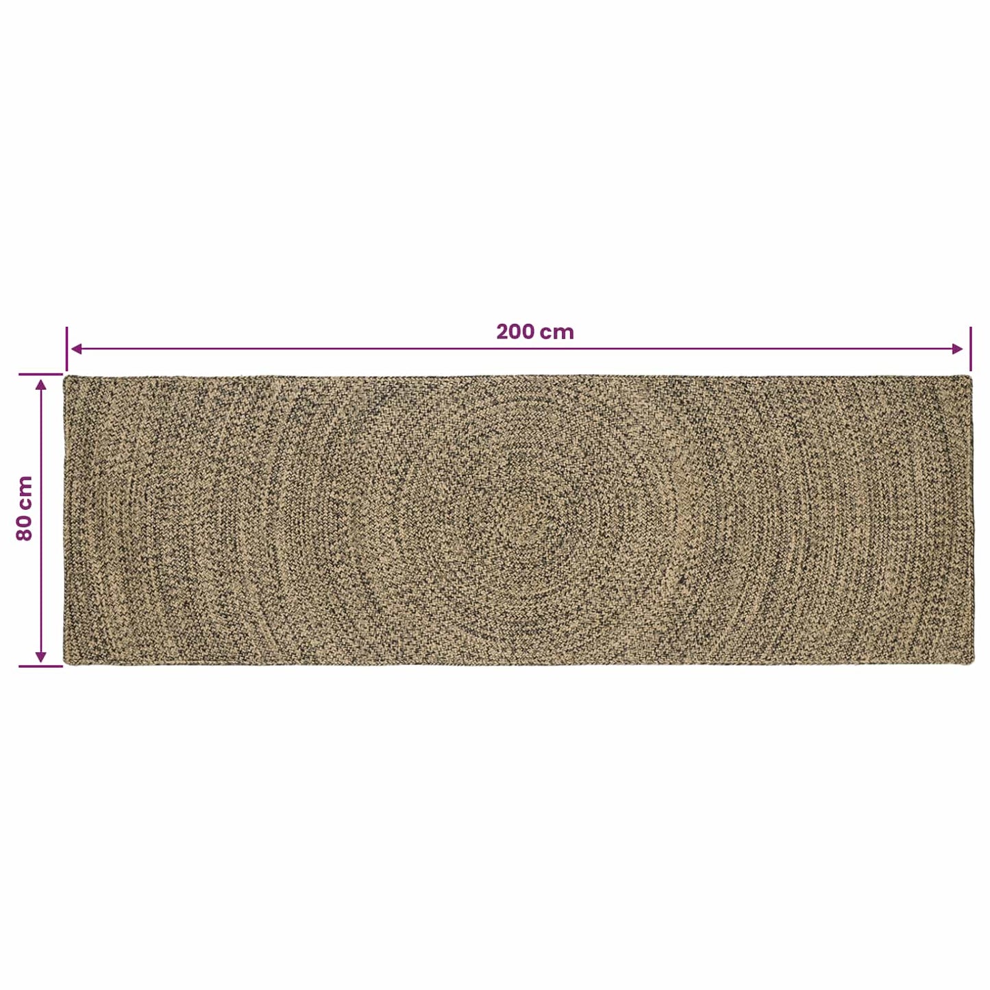 vidaXL Χαλιά χώρου Φυσικό και Μαύρο 80 x 200 cm Γιούτα