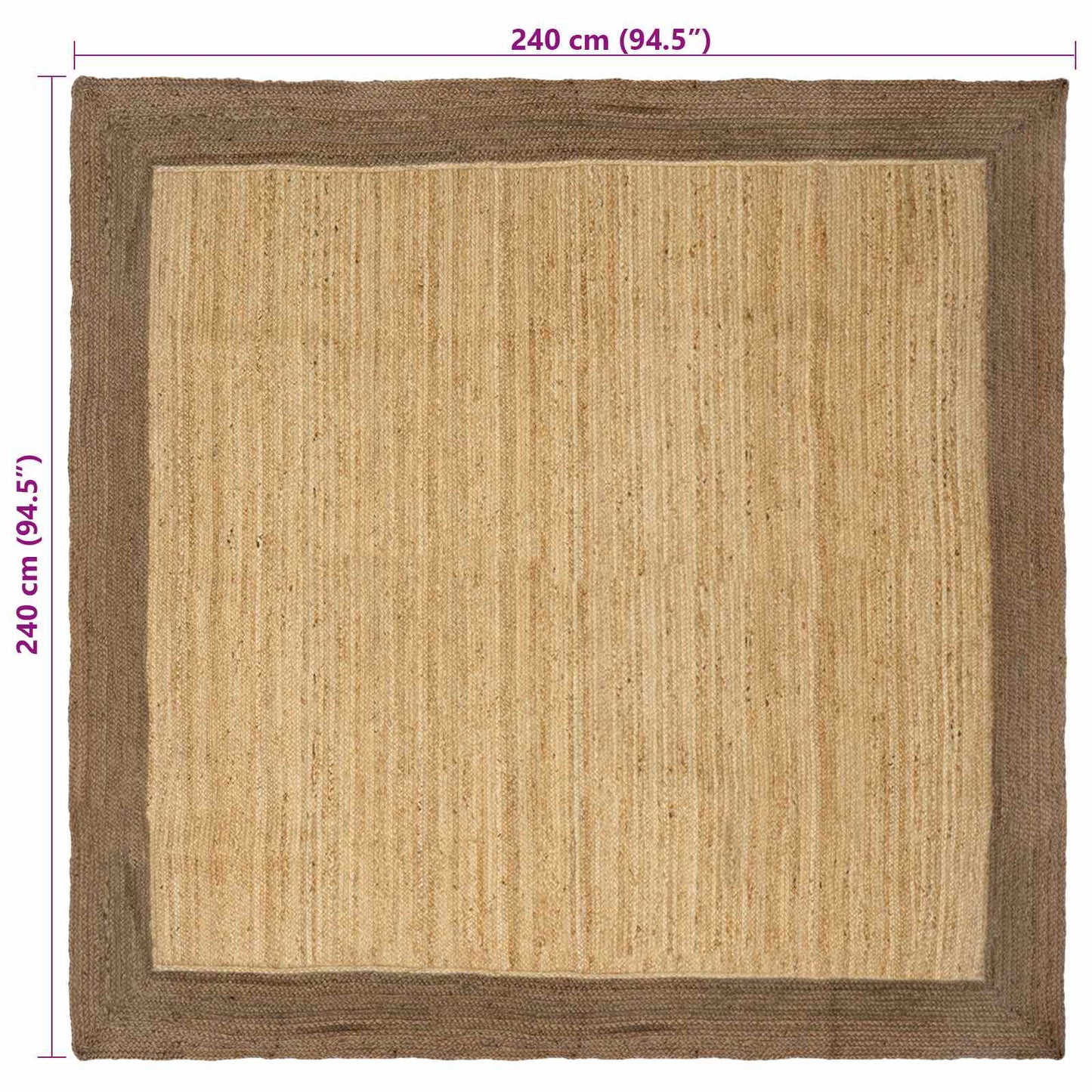 vidaXL Χαλιά χώρου Γκρι 240 x 240 cm Γιούτα
