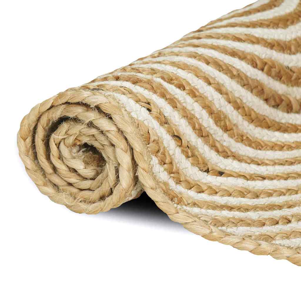 vidaXL Χαλί Φυσικό και Λευκό 80 x 150 cm Γιούτα