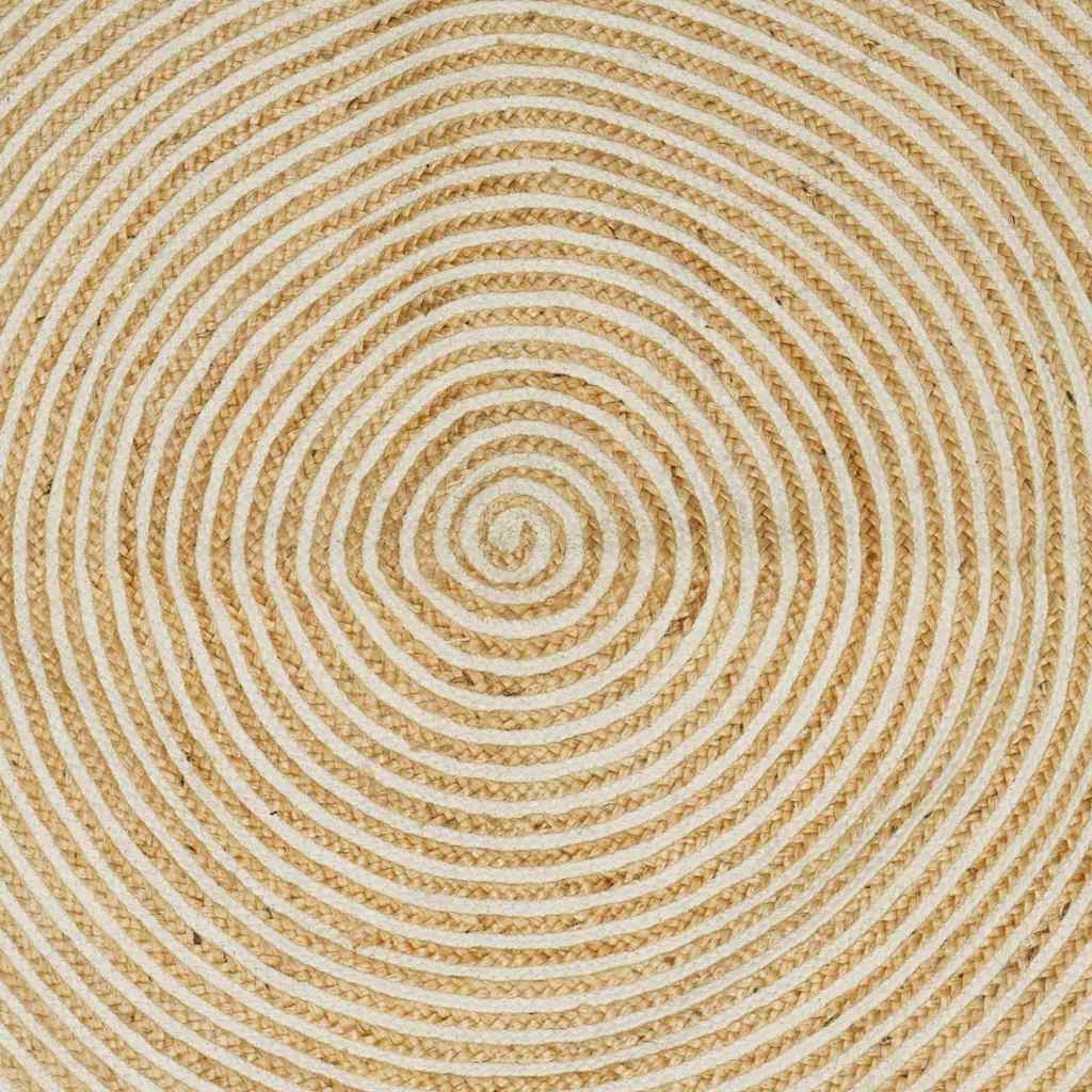 vidaXL Χαλί Φυσικό και Λευκό 120 x 120 cm Γιούτα