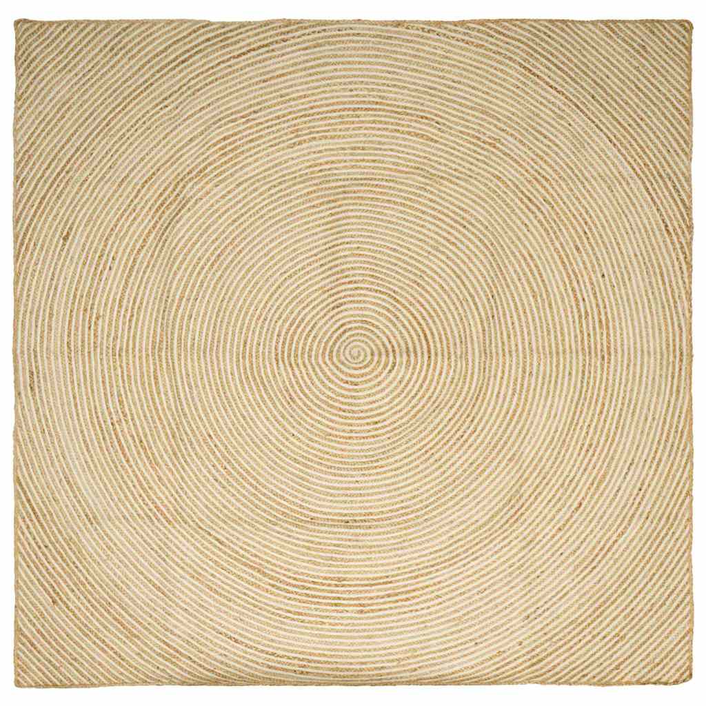 vidaXL Χαλί Φυσικό και Λευκό 300 x 300 cm Γιούτα