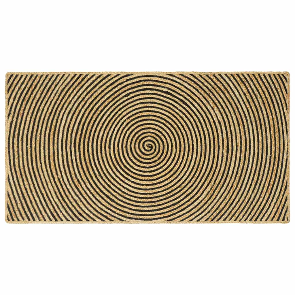 vidaXL Χαλί Φυσικό και Μαύρο 80 x 150 cm Γιούτα