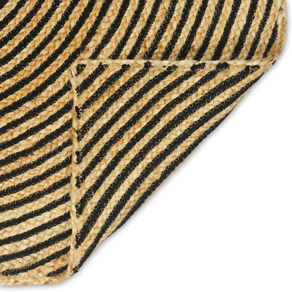 vidaXL Χαλί Φυσικό και Μαύρο 80 x 250 cm Γιούτα