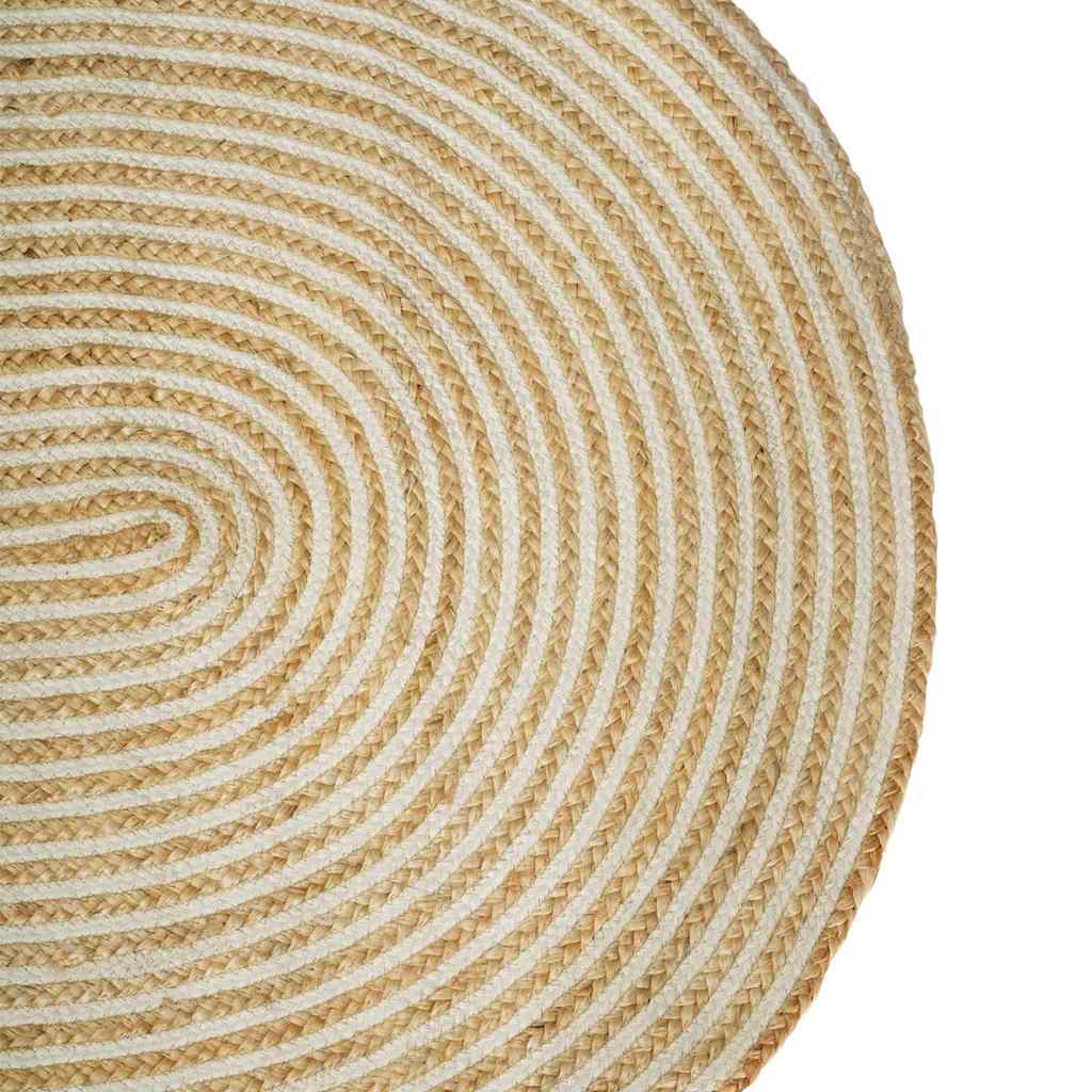 vidaXL Χαλί Φυσικό και Λευκό 122 x 183 cm Γιούτα