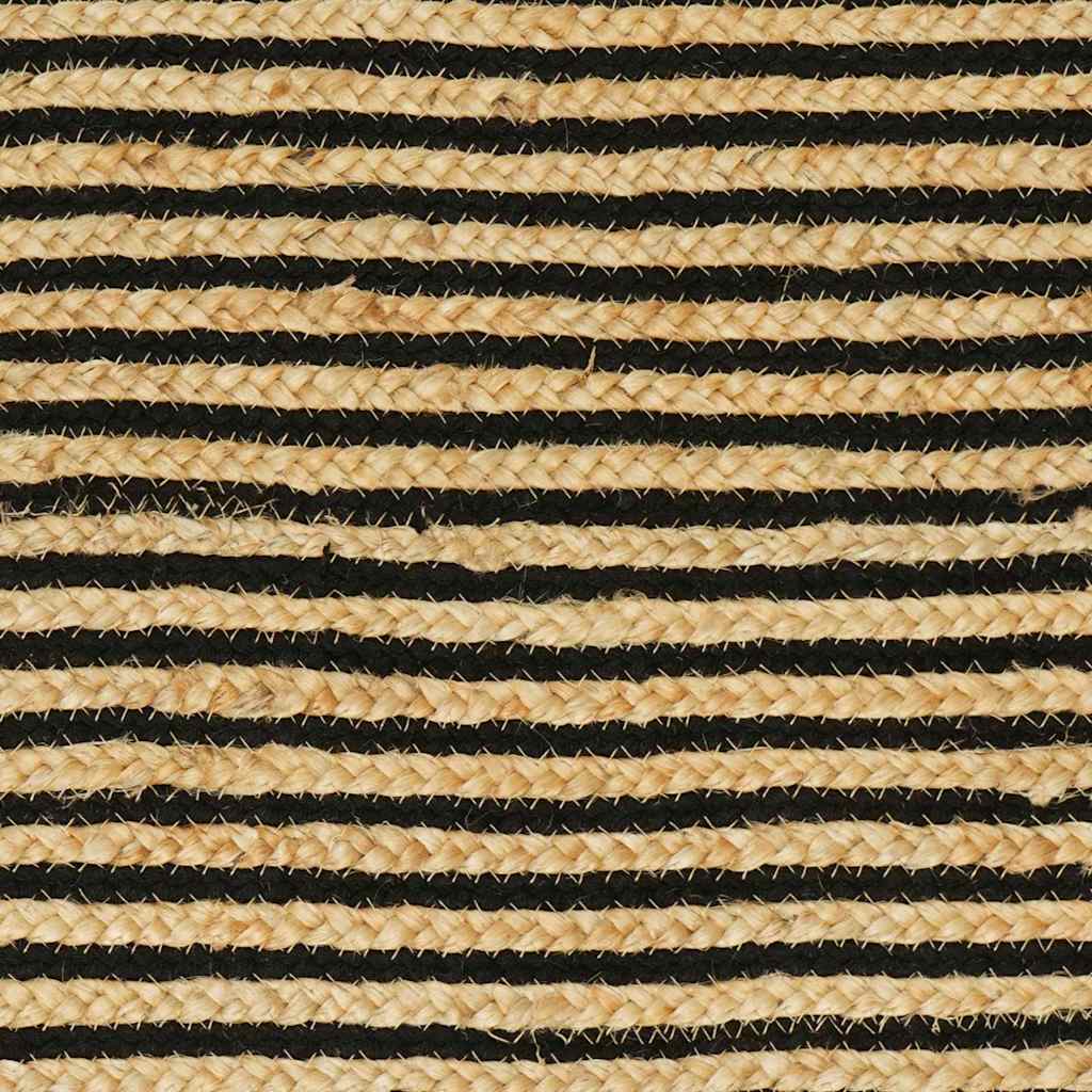 vidaXL Χαλί Φυσικό και Μαύρο 122 x 183 cm Γιούτα