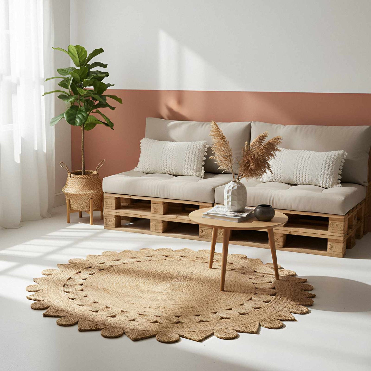 vidaXL Χαλί Καφέ Ø 180 εκ. Γιούτα