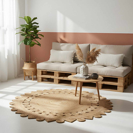 vidaXL Χαλί Καφέ Ø 210 cm Γιούτα