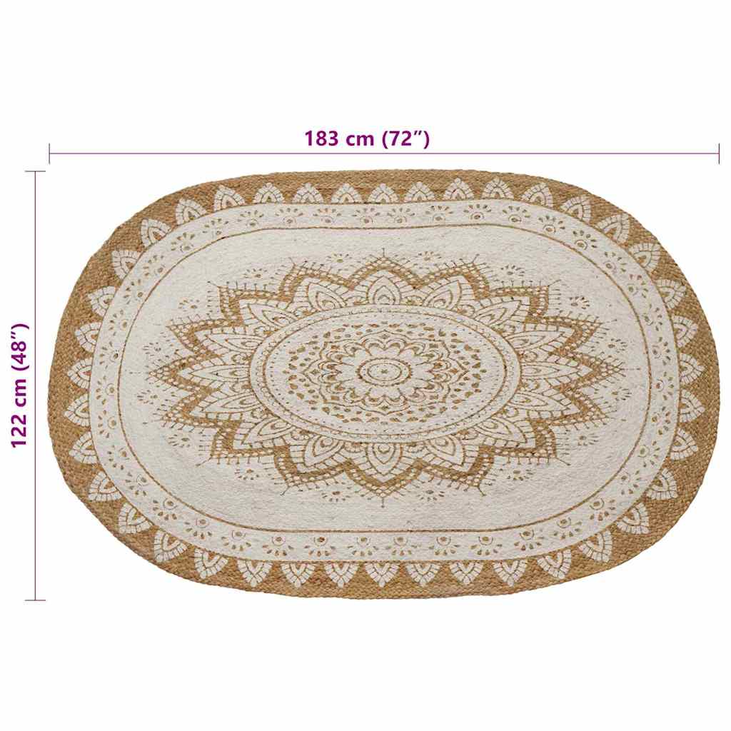 vidaXL Χαλί από Ψάθα Floral Φυσικό 122 x 183 cm Γιούτα