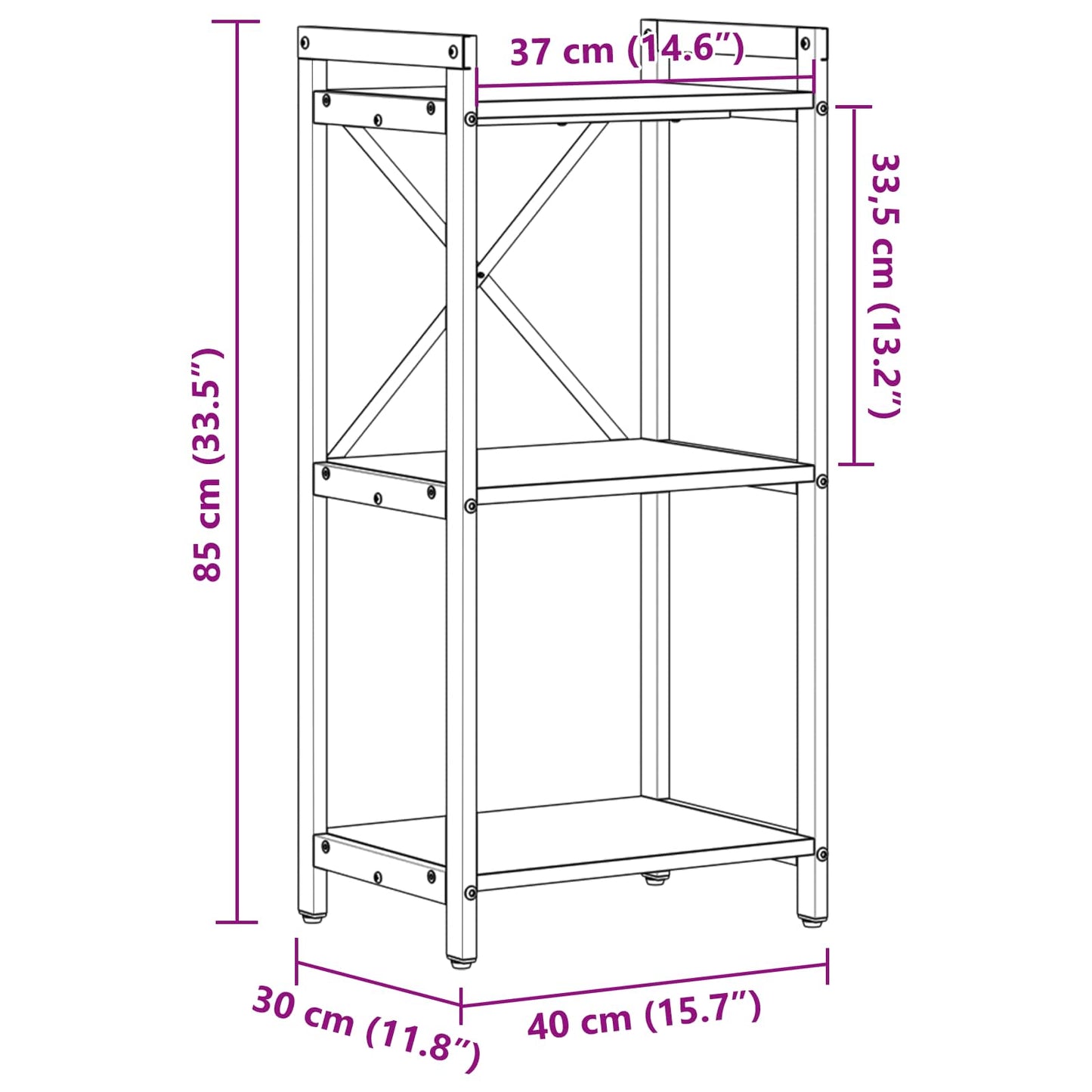 vidaXL Ράφι Βιβλίων Παλαιό ξύλο 40 x 30 x 85 εκ Επεξεργασμένο ξύλο