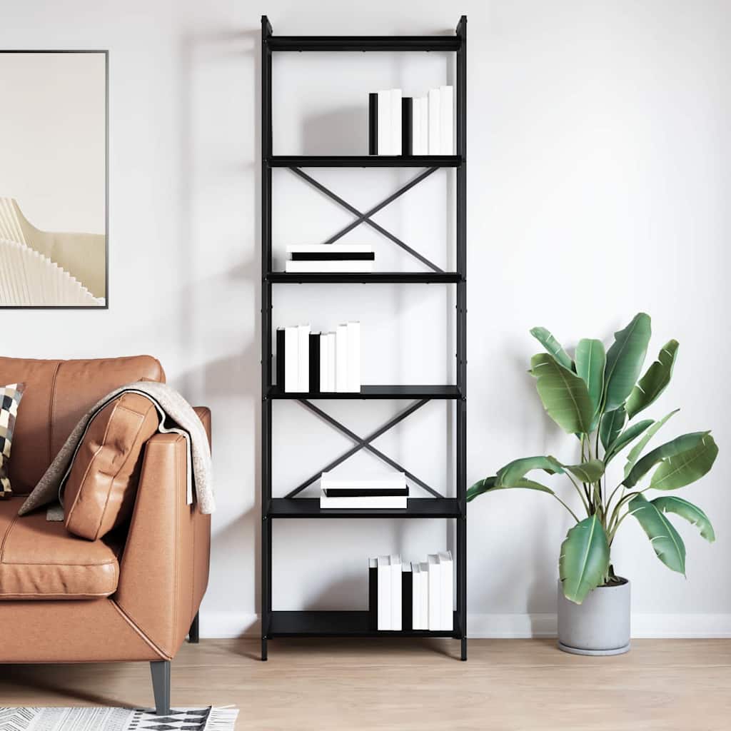 vidaXL Βιβλιοθήκη Μαύρη δρυς 60 x 30 x 188 εκ Επεξεργασμένο ξύλο