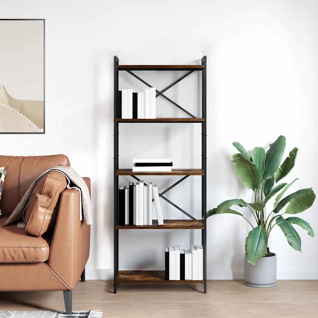 vidaXL Βιβλιοθήκη Καπνιστή δρυς 60 x 30 x 153 εκ Επεξεργασμένο ξύλο