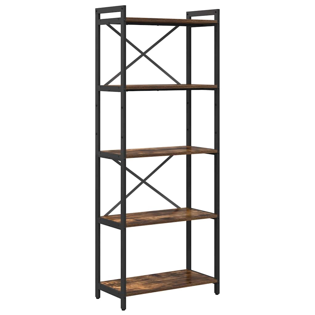 vidaXL Βιβλιοθήκη Καπνιστή δρυς 60 x 30 x 153 εκ Επεξεργασμένο ξύλο