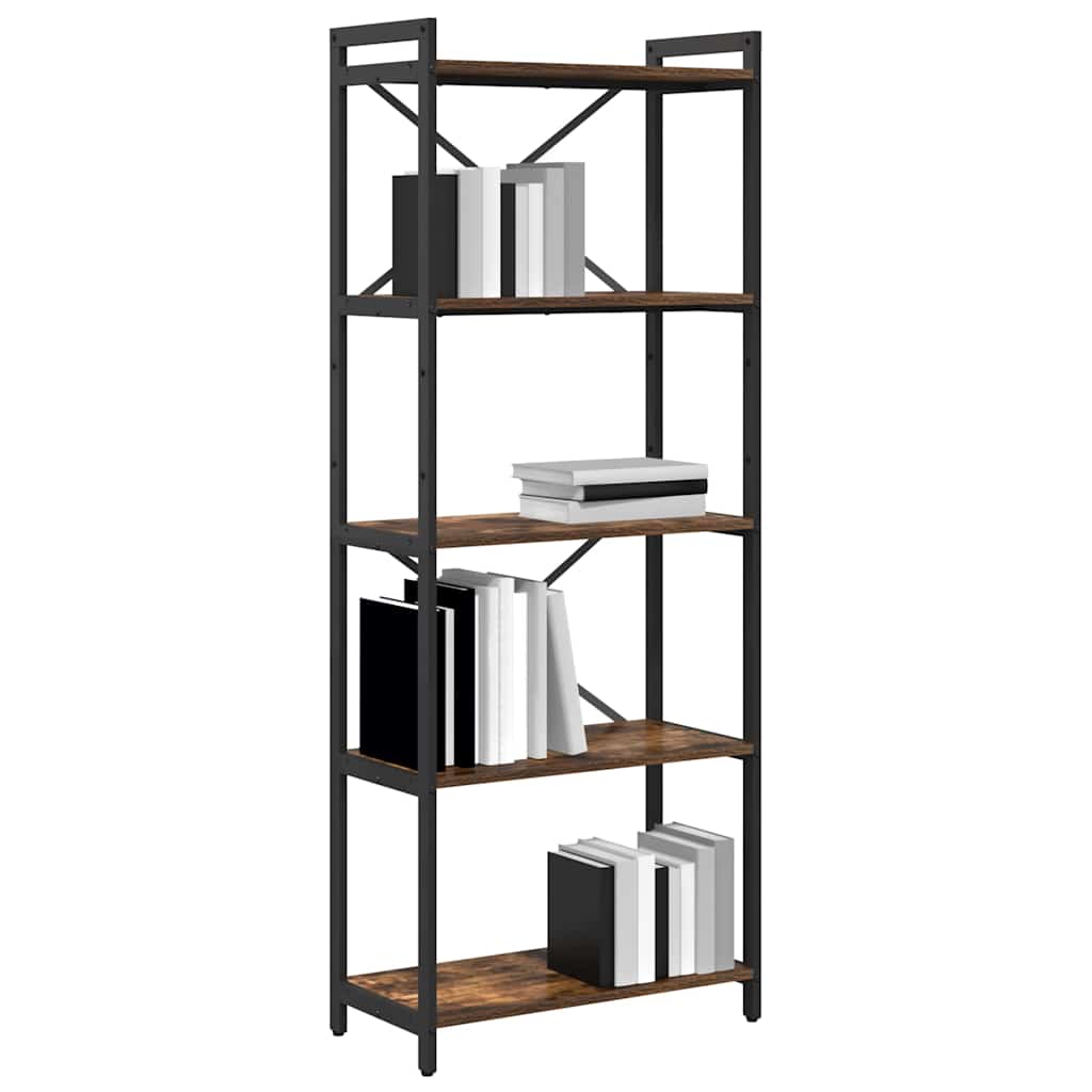 vidaXL Βιβλιοθήκη Καπνιστή δρυς 60 x 30 x 153 εκ Επεξεργασμένο ξύλο