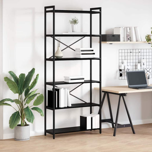 vidaXL Βιβλιοθήκη Μαύρη δρυς 80 x 30 x 188 εκ Επεξεργασμένο ξύλο