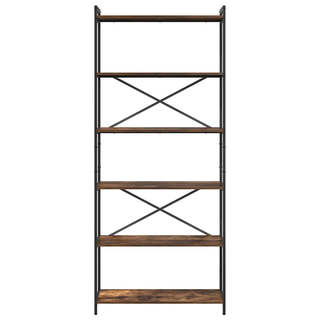 vidaXL Βιβλιοθήκη Καπνιστή δρυς 80 x 30 x 188 εκ Επεξεργασμένο ξύλο